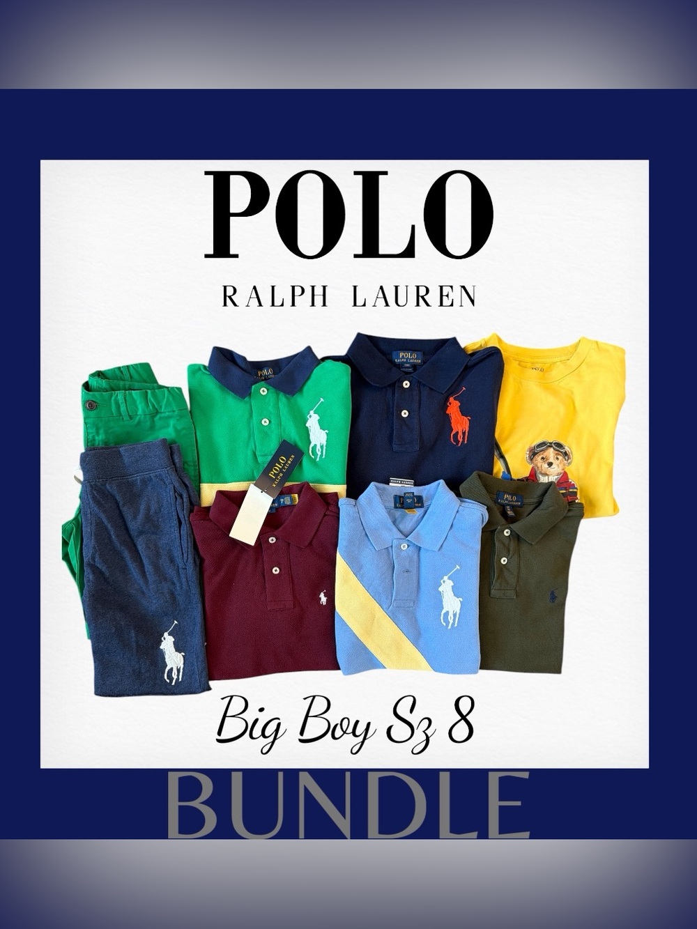 Polo Ralph Lauren Eight Piece Wardrobe Bundle. Six Shirts Two Shorts Boys Size 8